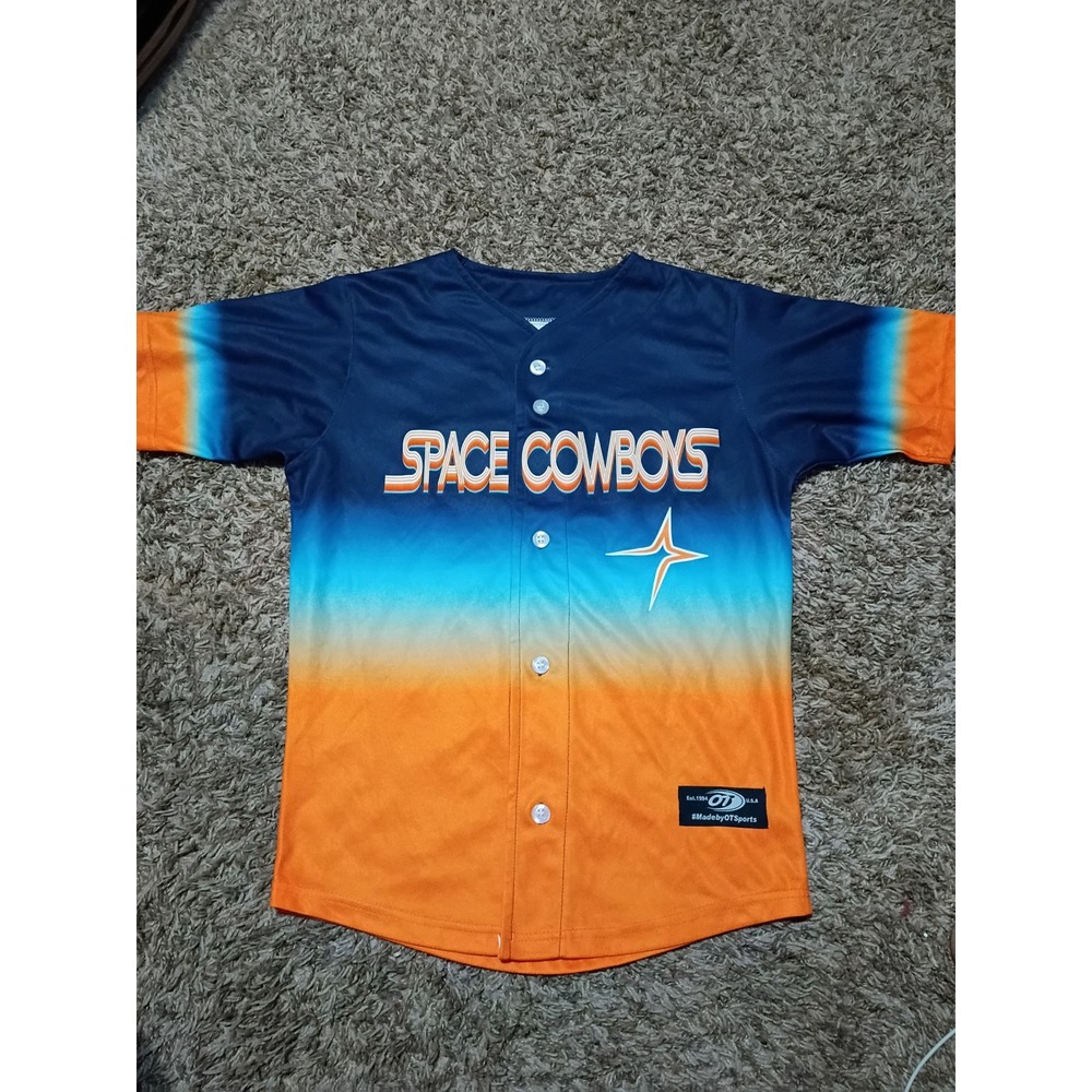 OT Sports Sugar Land Space Cowboys Youth Medium Baseball Jersey Ombre